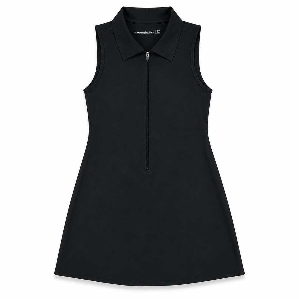 Abercrombie & Fitch Sleeveless Zip-Front Active Dress Black Size XSP